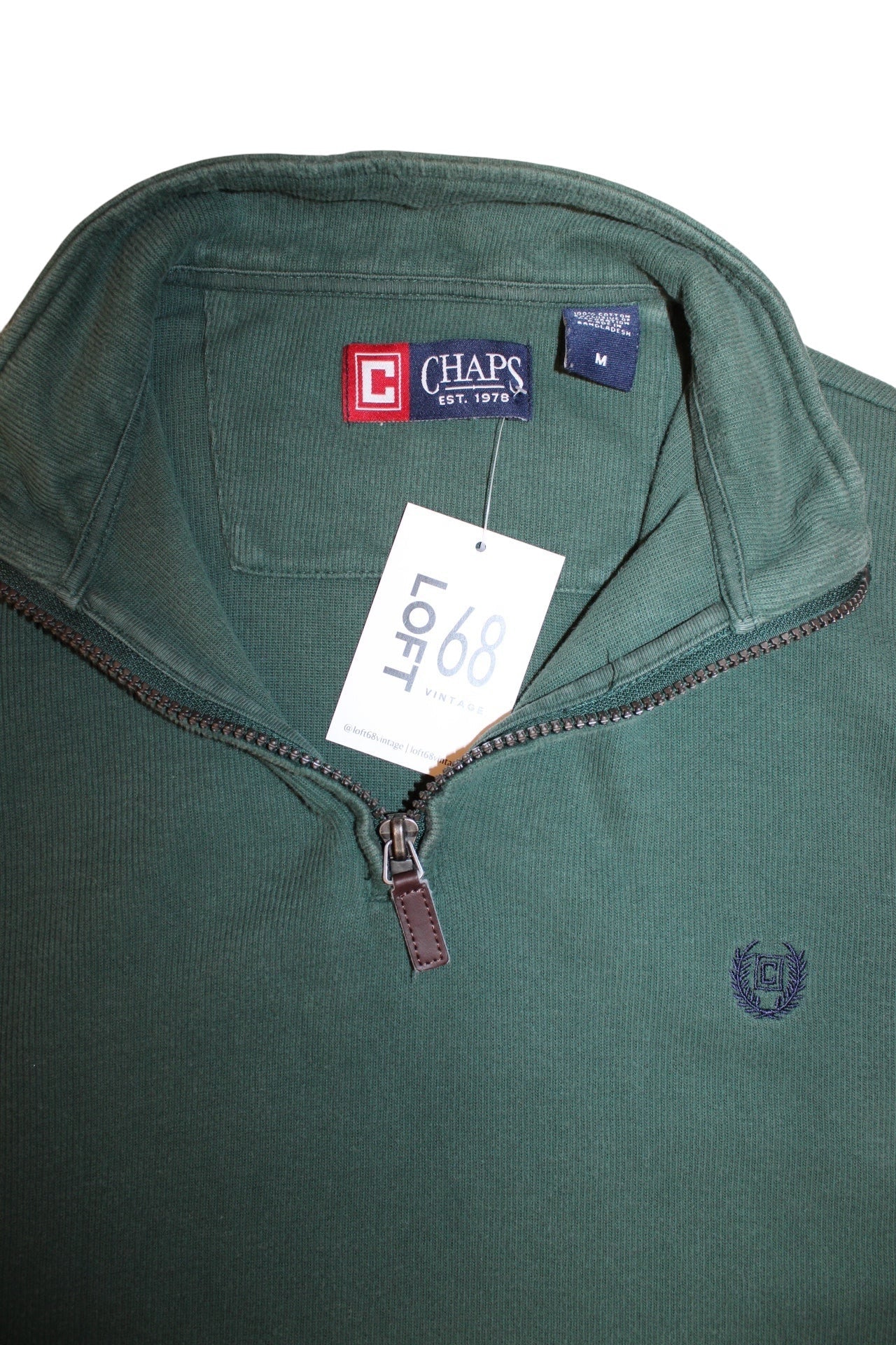 Chaps Ralph Lauren Mens Green Quarter Zip (Size M)