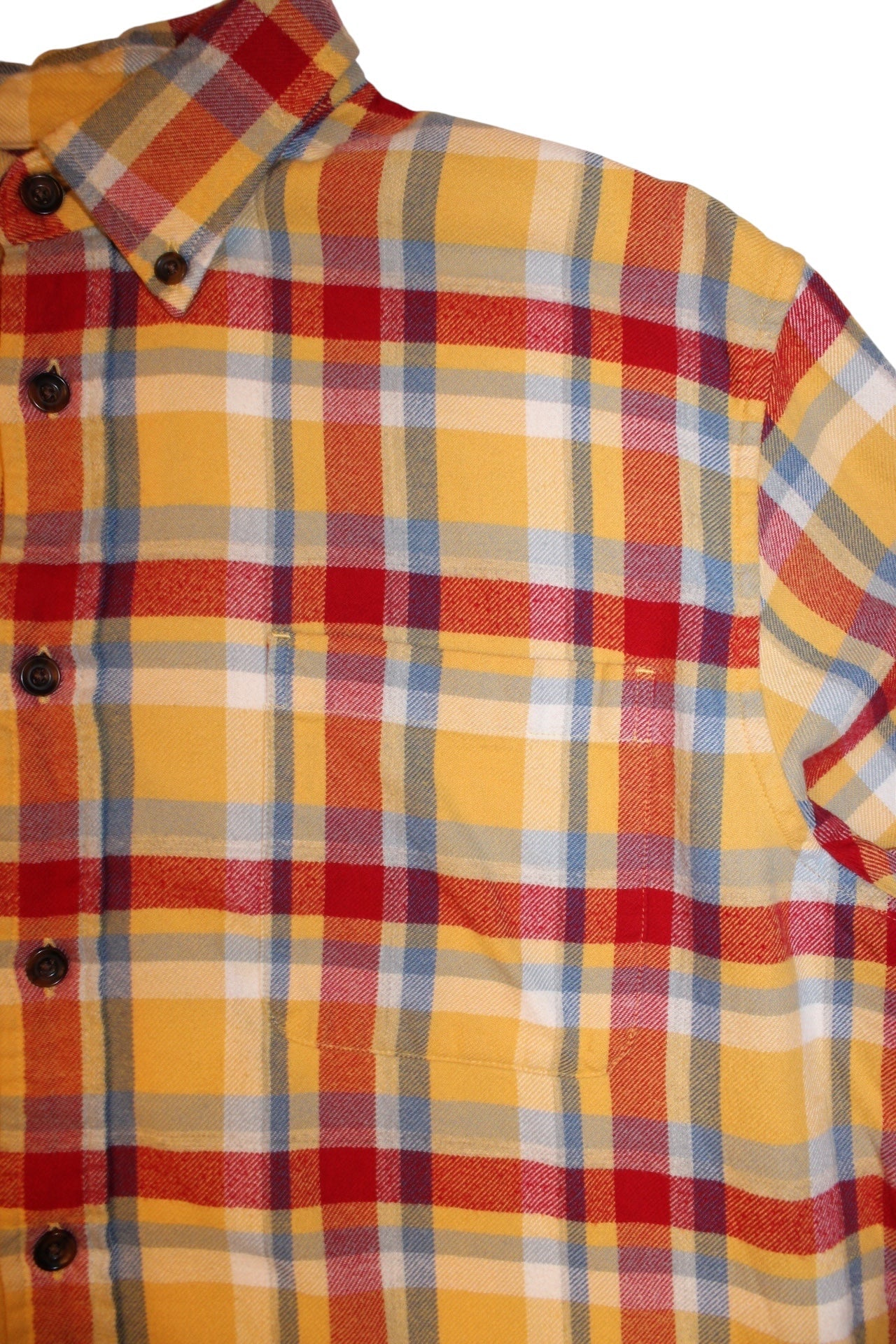 Lands' End Mens Yellow Plaid Flannel Shirt (Size L)