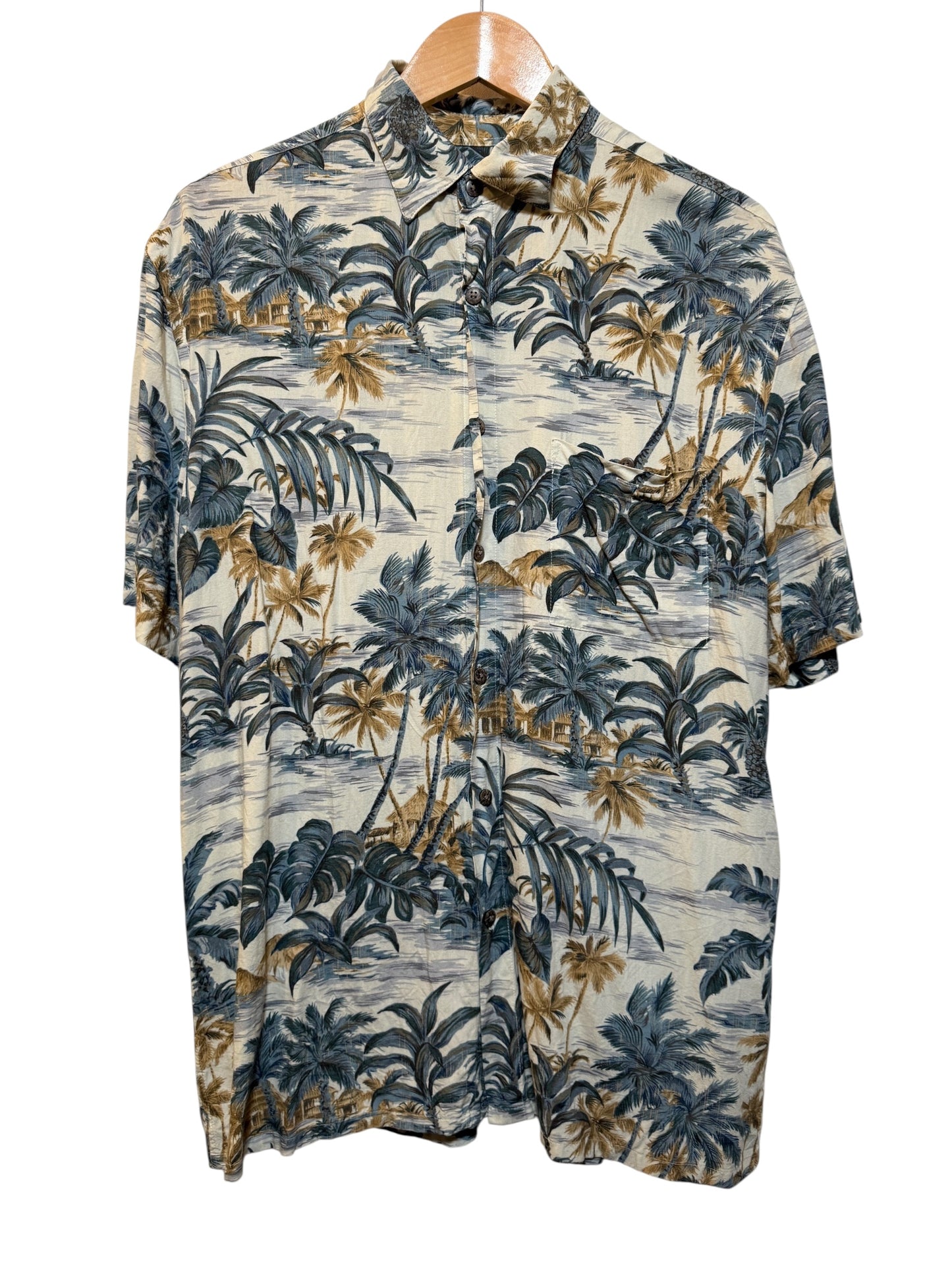 Island Shores Mens White Hawaiin Shirt (Size M)