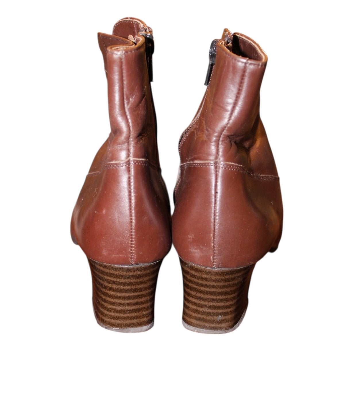 Brown Leather Wedge Boots (Size 5.5)