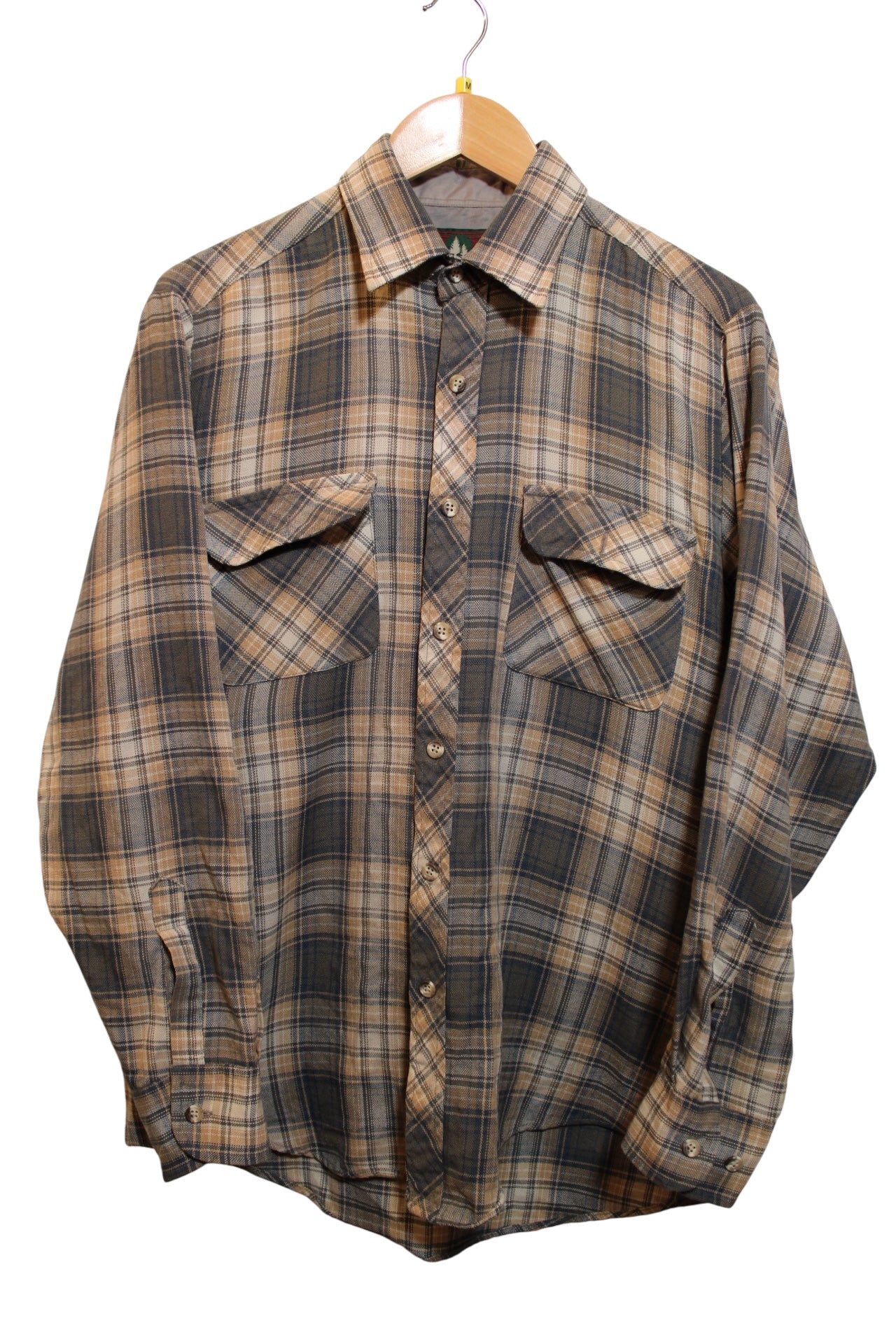High Sierra Mens Green Plaid Flannel Shirt (Size M)