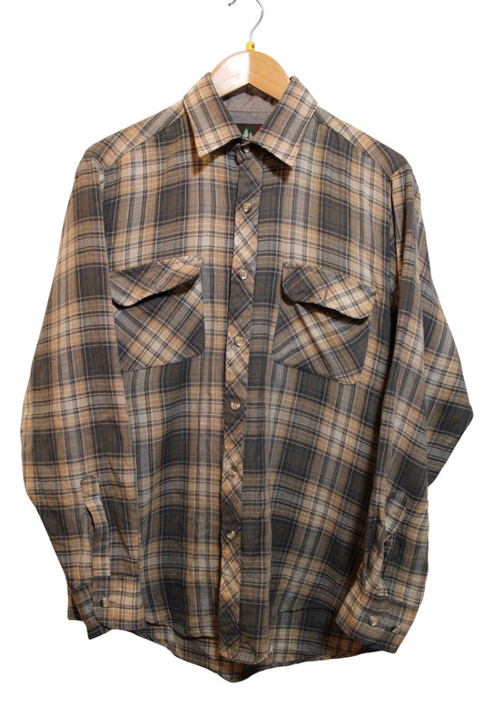 High Sierra Mens Green Plaid Flannel Shirt (Size M)