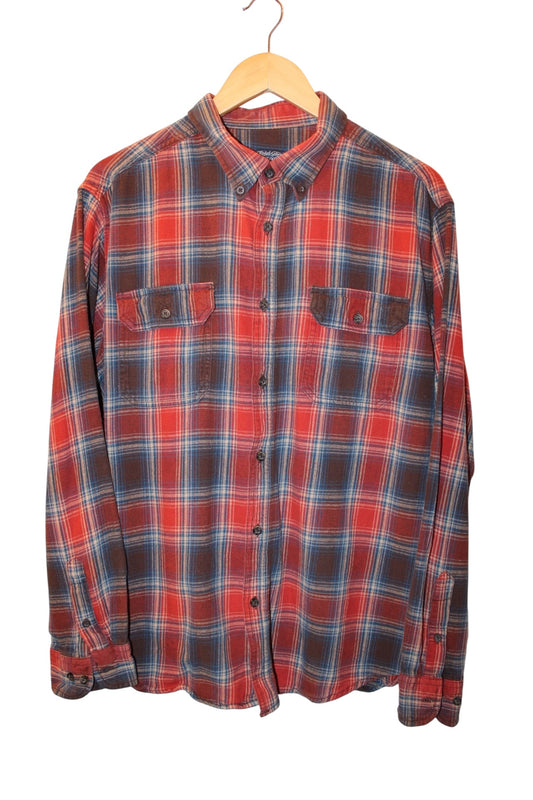 Faded Glory Mens Red Plaid Flannel Shirt (Size XL)