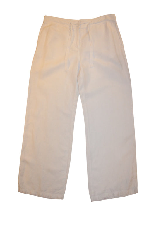 Laura Ashley White Linen Trousers (34x31)