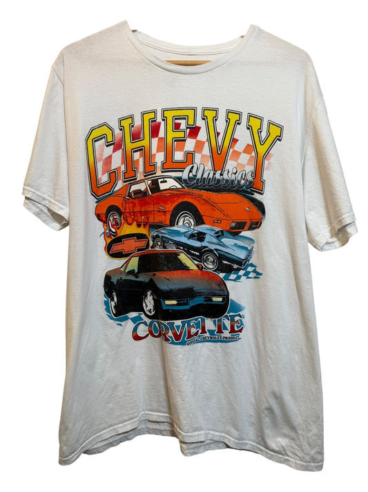 Chevy Corvette Mens White T Shirt (Size XL)
