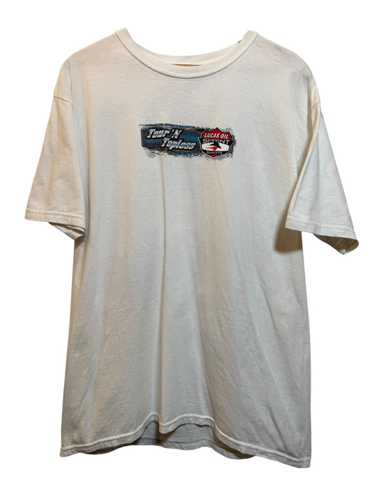 Tour 'N Topless Mens White T Shirt (Size L)