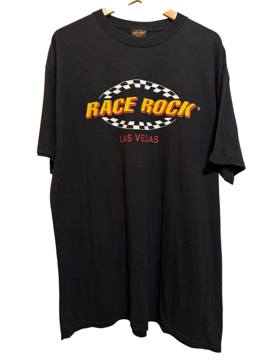 Race Rock Mens Black T Shirt (Size XXL)