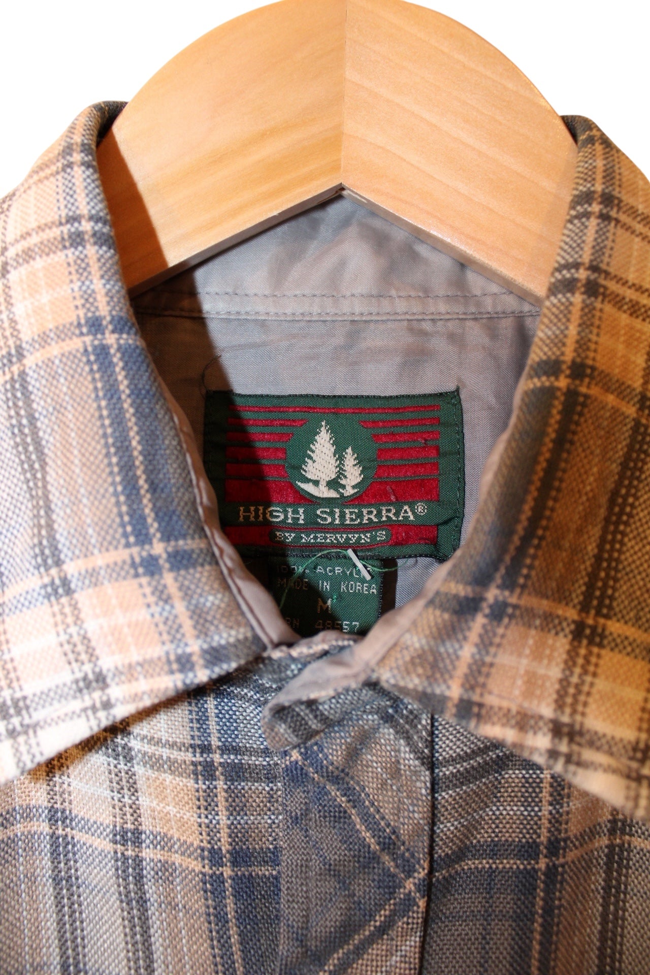 High Sierra Mens Green Plaid Flannel Shirt (Size M)
