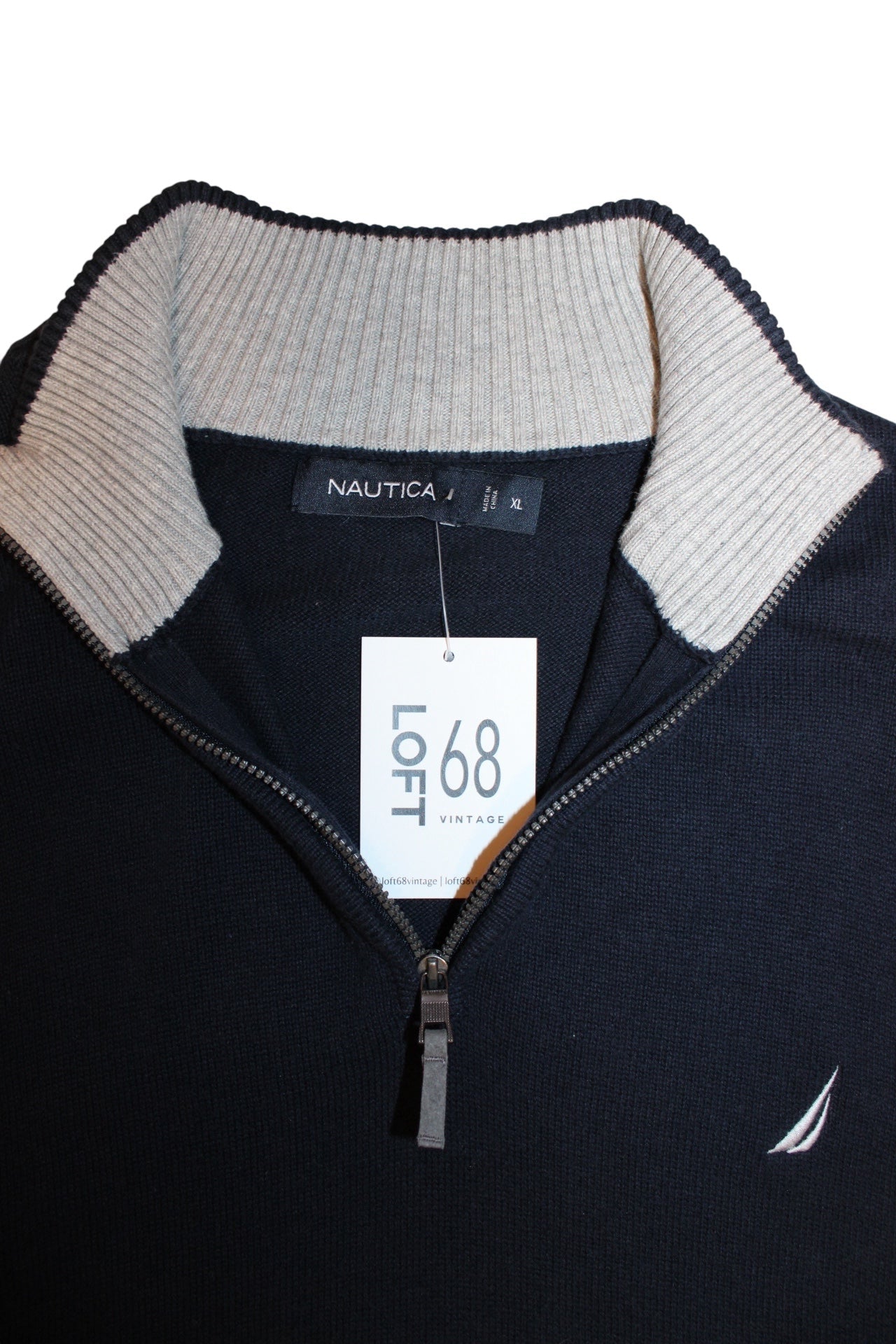 Nautica Mens Navy Quarter Zip (Size XL)