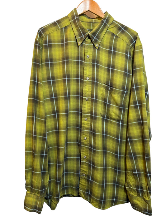 Eddie Bauer Mens green Plaid Flannel Shirt (Size XL)