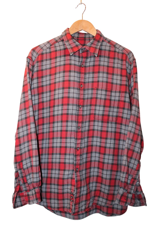 Eddie Bauer Mens Red Plaid Flannel Shirt (Size L)
