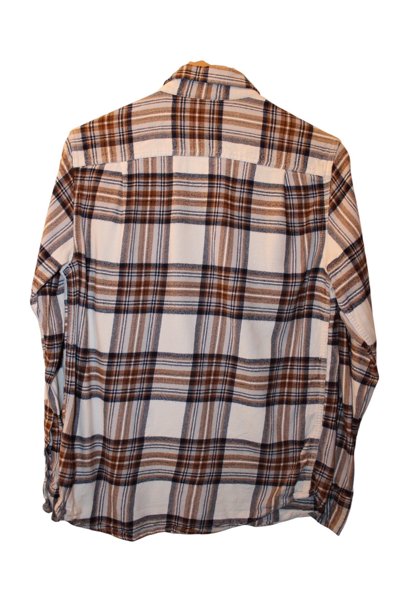 Plaid Brown Mens Flannel Shirt (Size S)