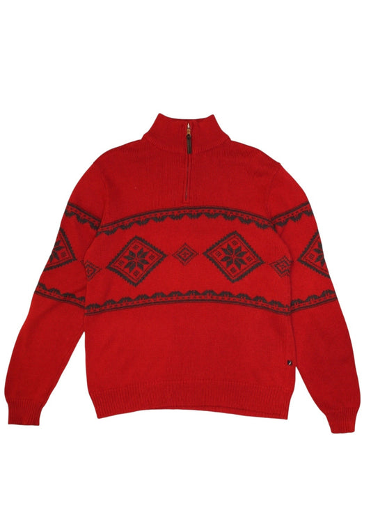 Nautica Mens Red Patterned Quarter Zip (Size M)