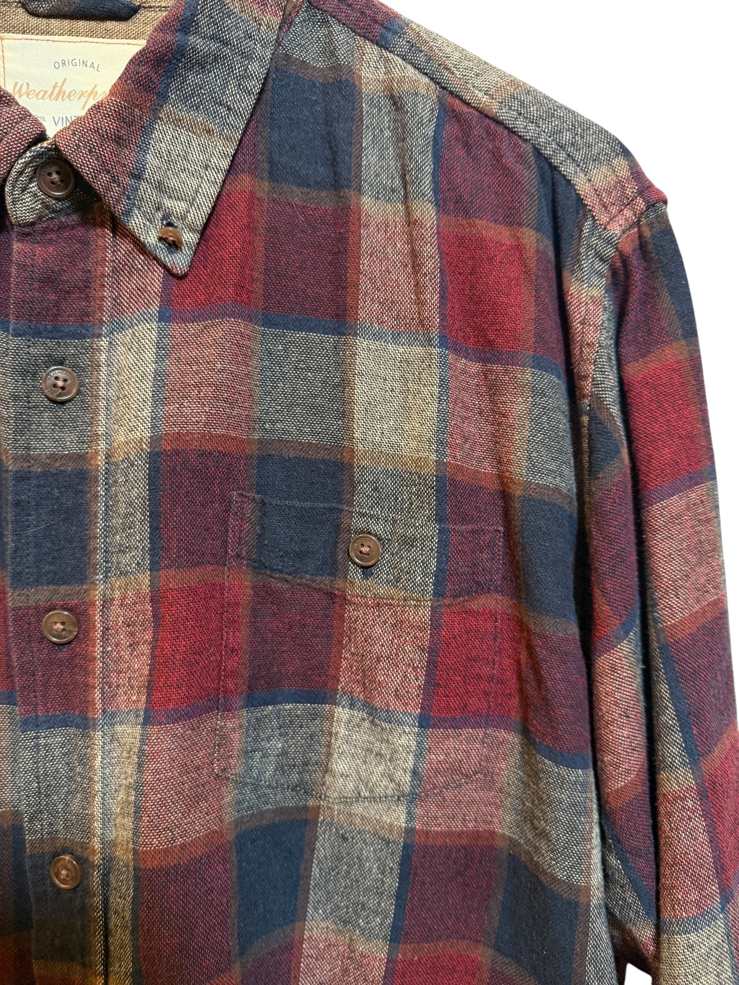 Weatherproof Mens Red Plaid Flannel Shirt (Size XL)