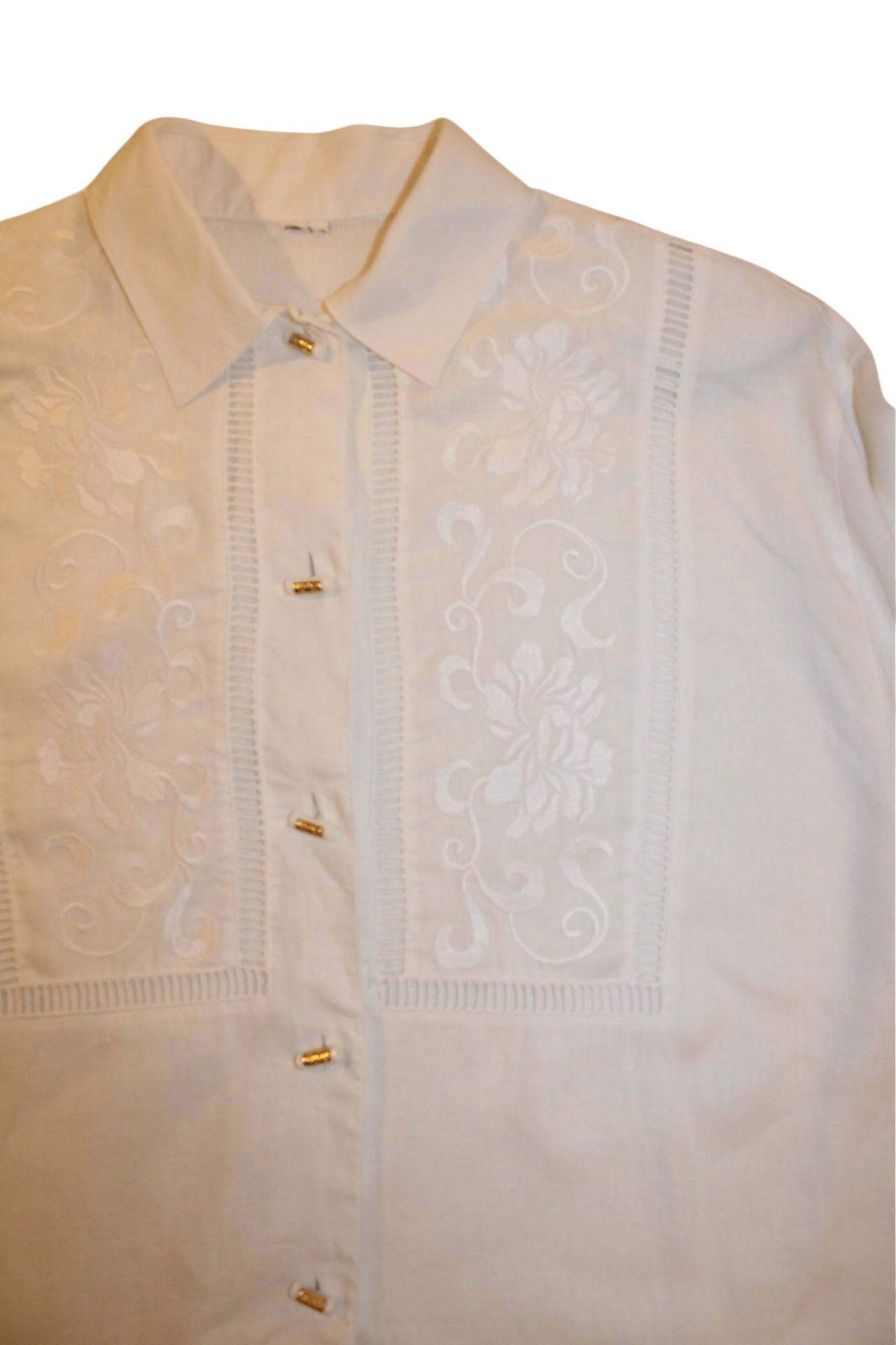 White Linen Women's Blouse (Size XL)