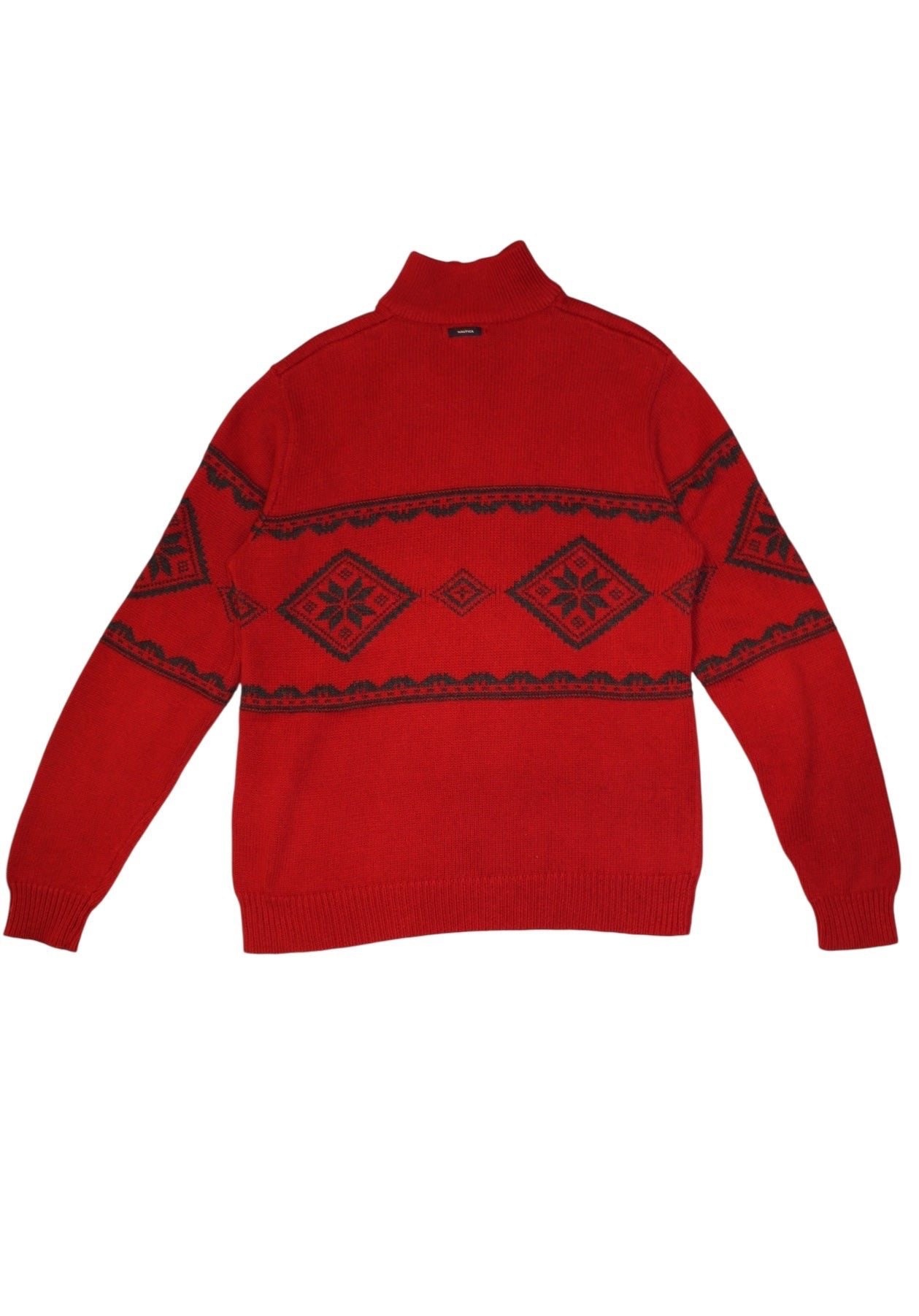 Nautica Mens Red Patterned Quarter Zip (Size M)