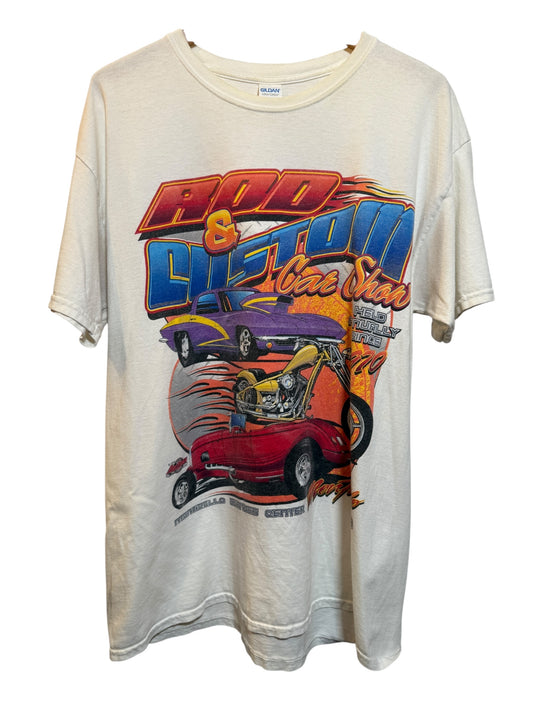 Rod & Custom Mens White T Shirt (Size L)