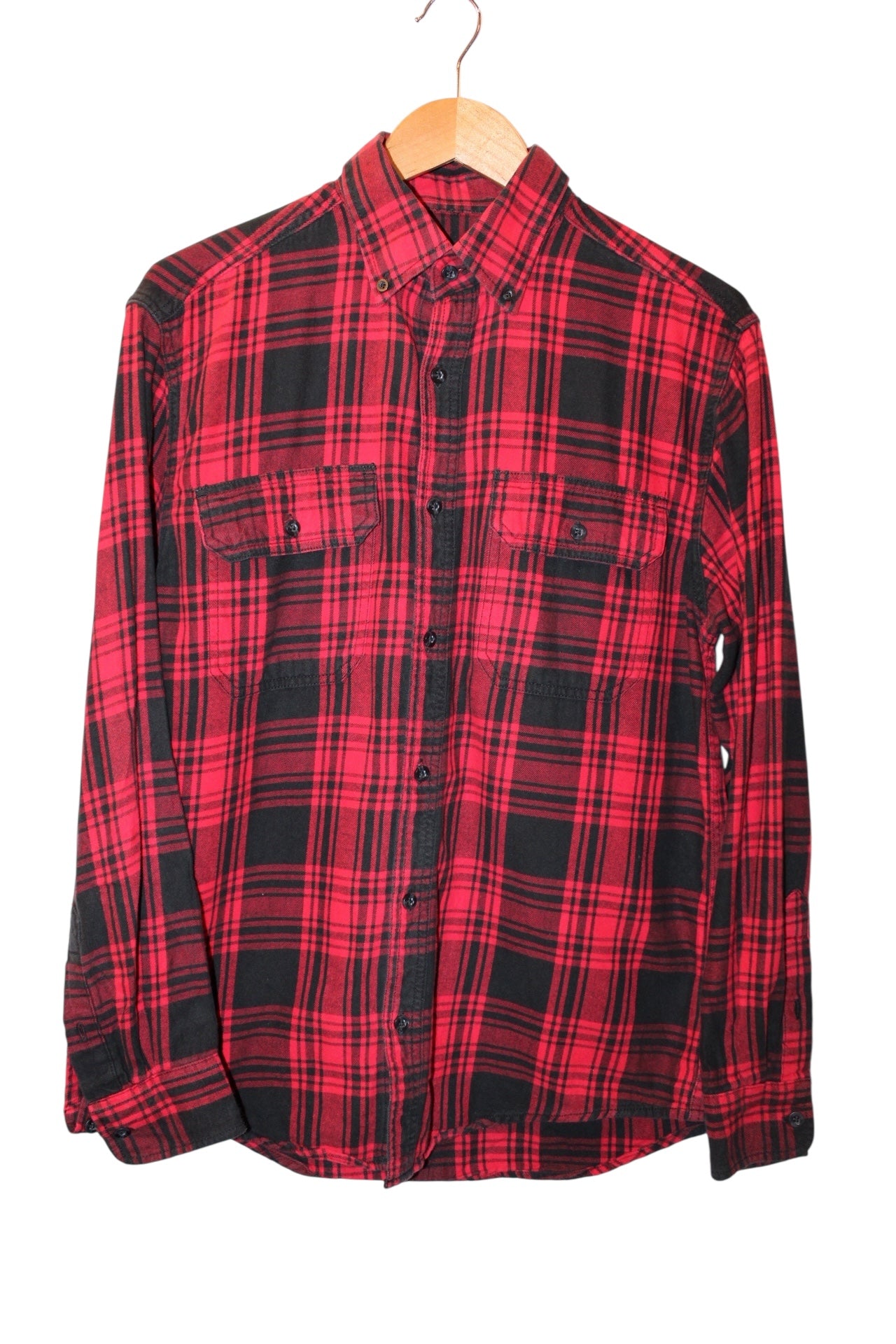 Faded Glory Mens Red Plaid Flannel Shirt (Size S)