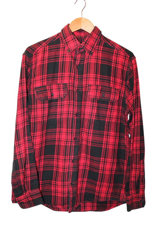 Faded Glory Mens Red Plaid Flannel Shirt (Size S)