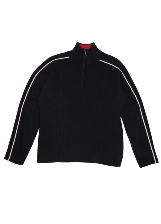 Tommy Hilfiger Mens Black Track Quarter Zip (Size XL)