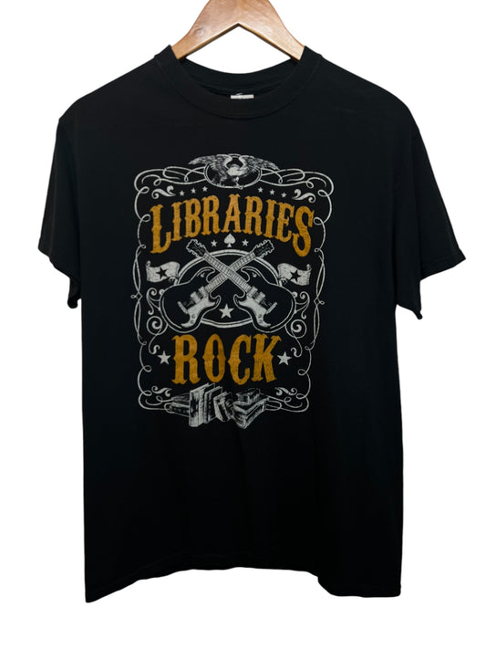 Libraries Rock Mens Black T Shirt (Size M)