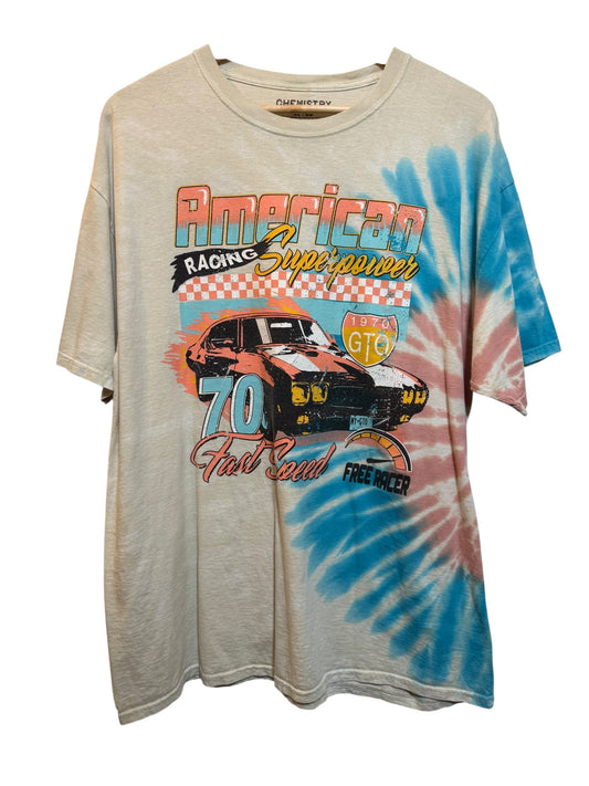 American Racing Mens Tie Dye T Shirt (Size XL)