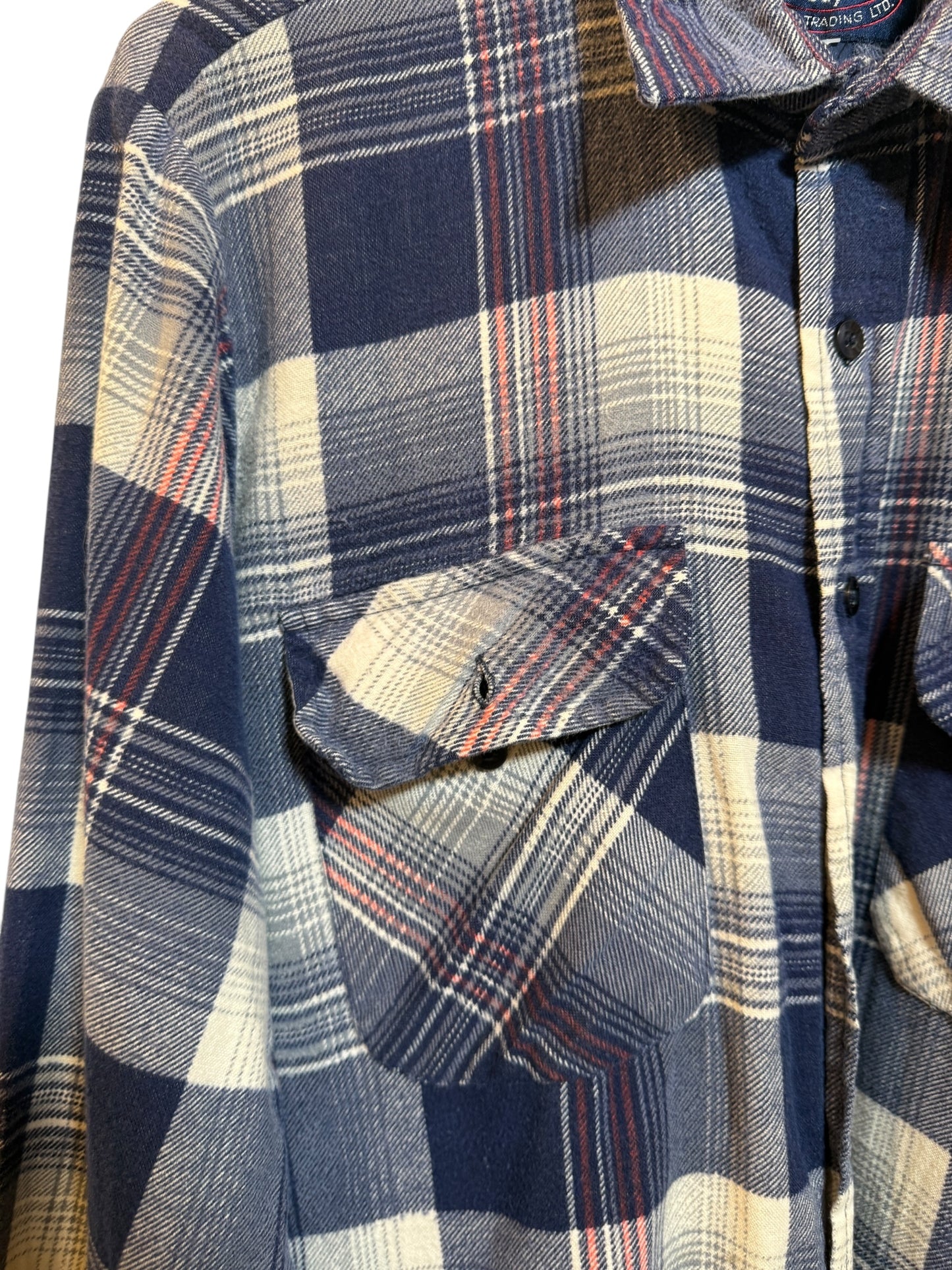 Williams Bay Mens Blue Plaid Flannel Shirt (Size M)