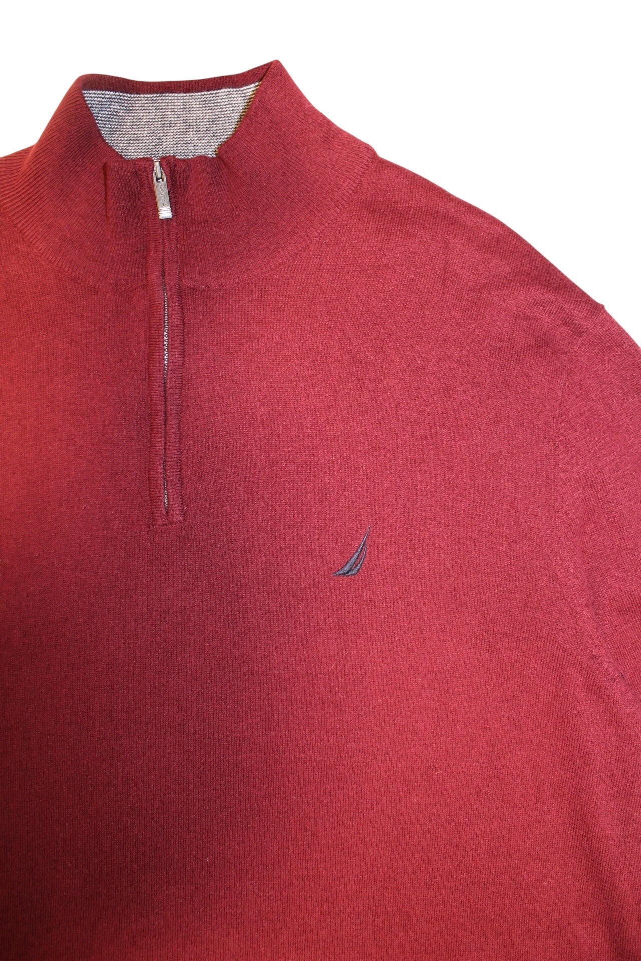 Nautica Mens Burgundy Quarter Zip (Size XL)
