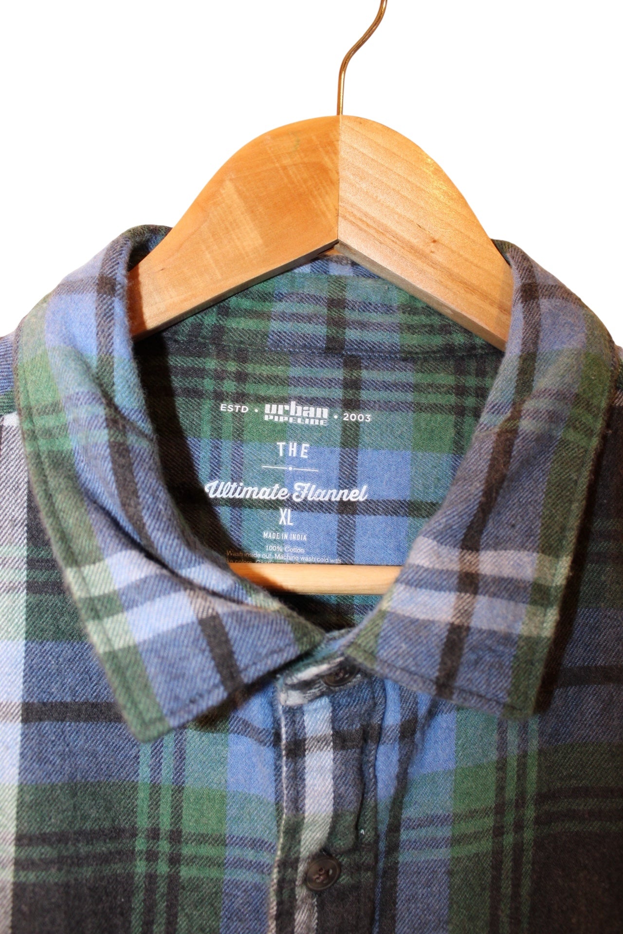 Urban Pipeline Mens Blue Plaid Flannel Shirt (Size XL)
