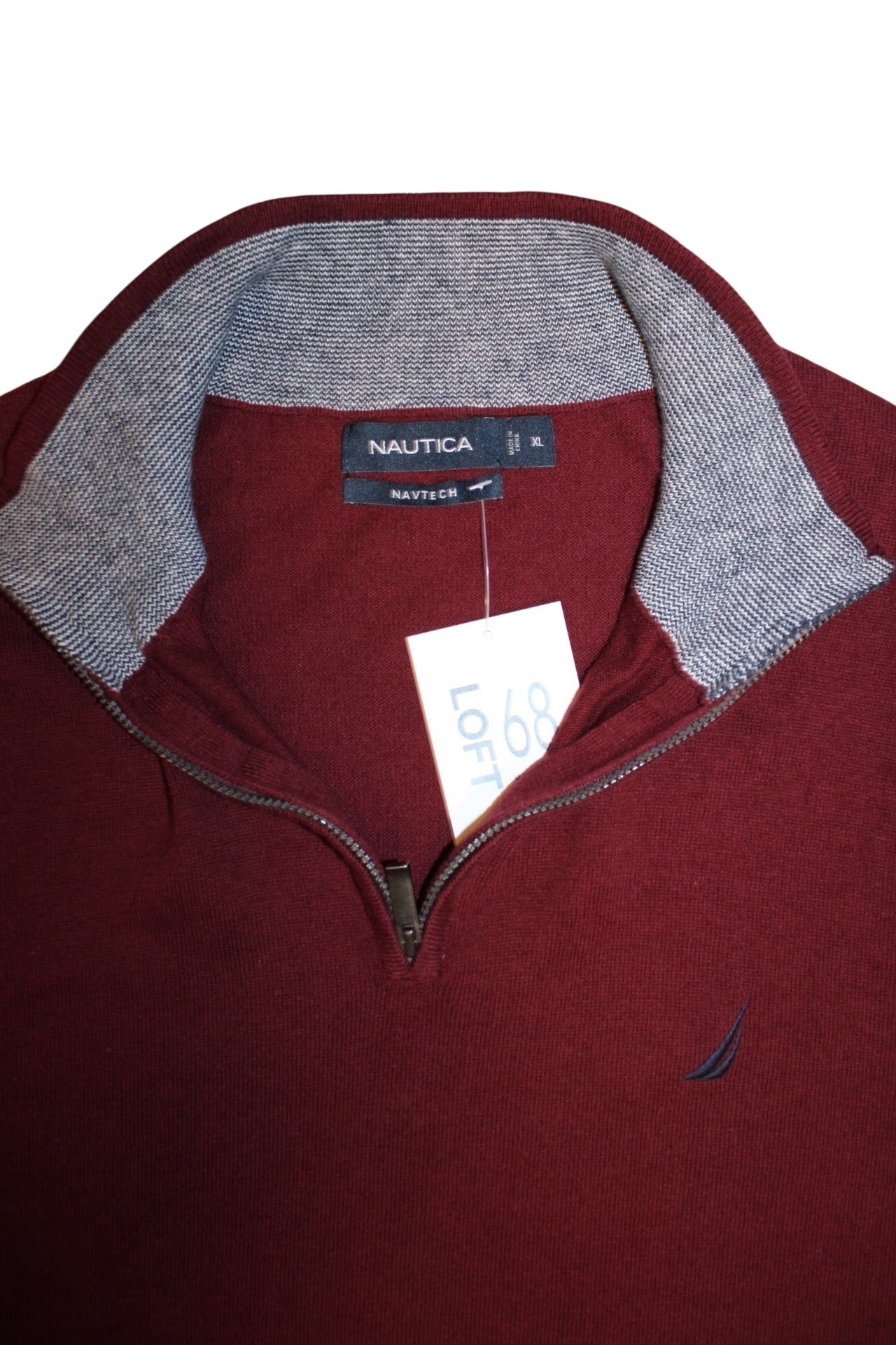 Nautica Mens Burgundy Quarter Zip (Size XL)