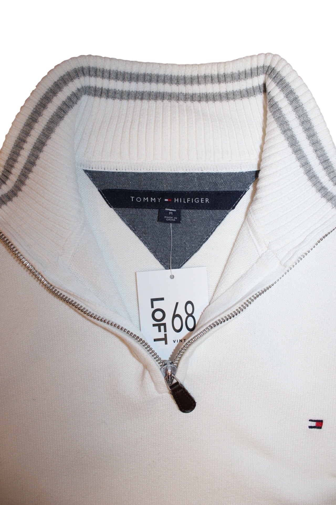 Tommy Hilfiger Mens White Quarter Zip (Size M)