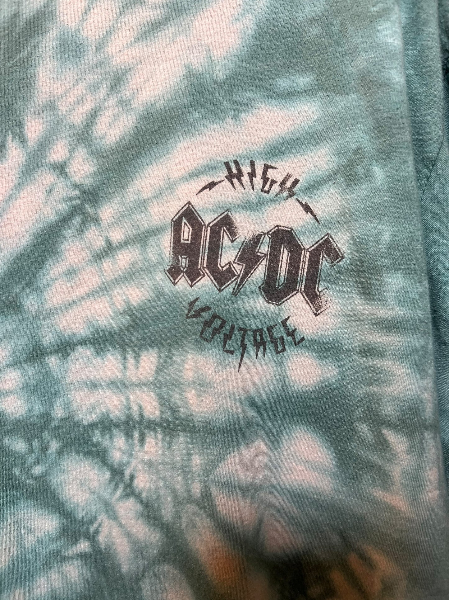 ACDC Mens Tie Dye Blue Tour T Shirt (Size L)