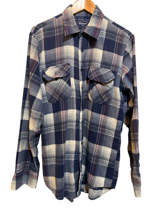 Williams Bay Mens Blue Plaid Flannel Shirt (Size M)