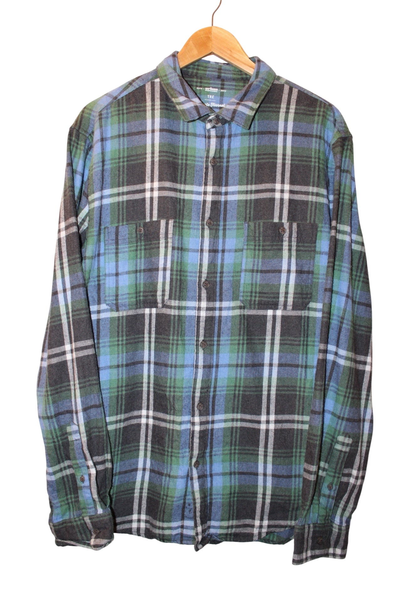 Urban Pipeline Mens Blue Plaid Flannel Shirt (Size XL)