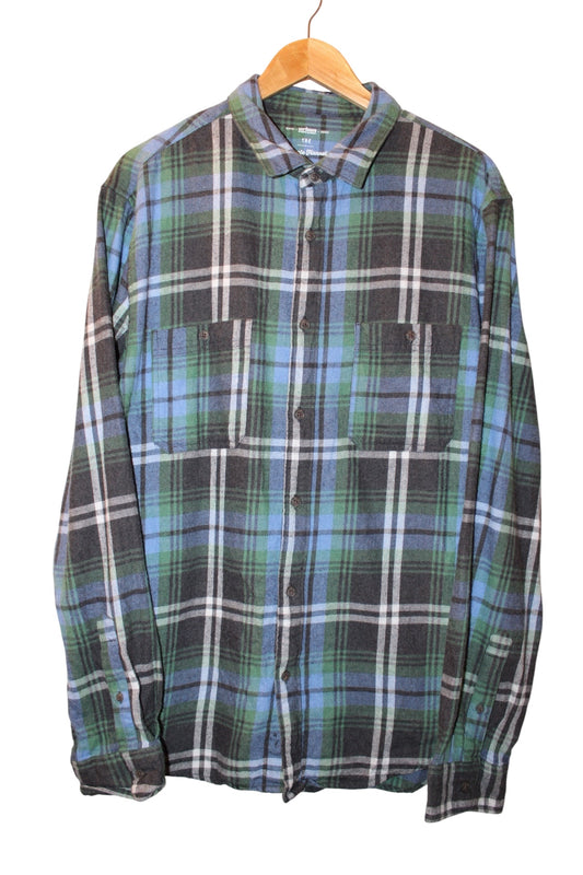 Urban Pipeline Mens Blue Plaid Flannel Shirt (Size XL)