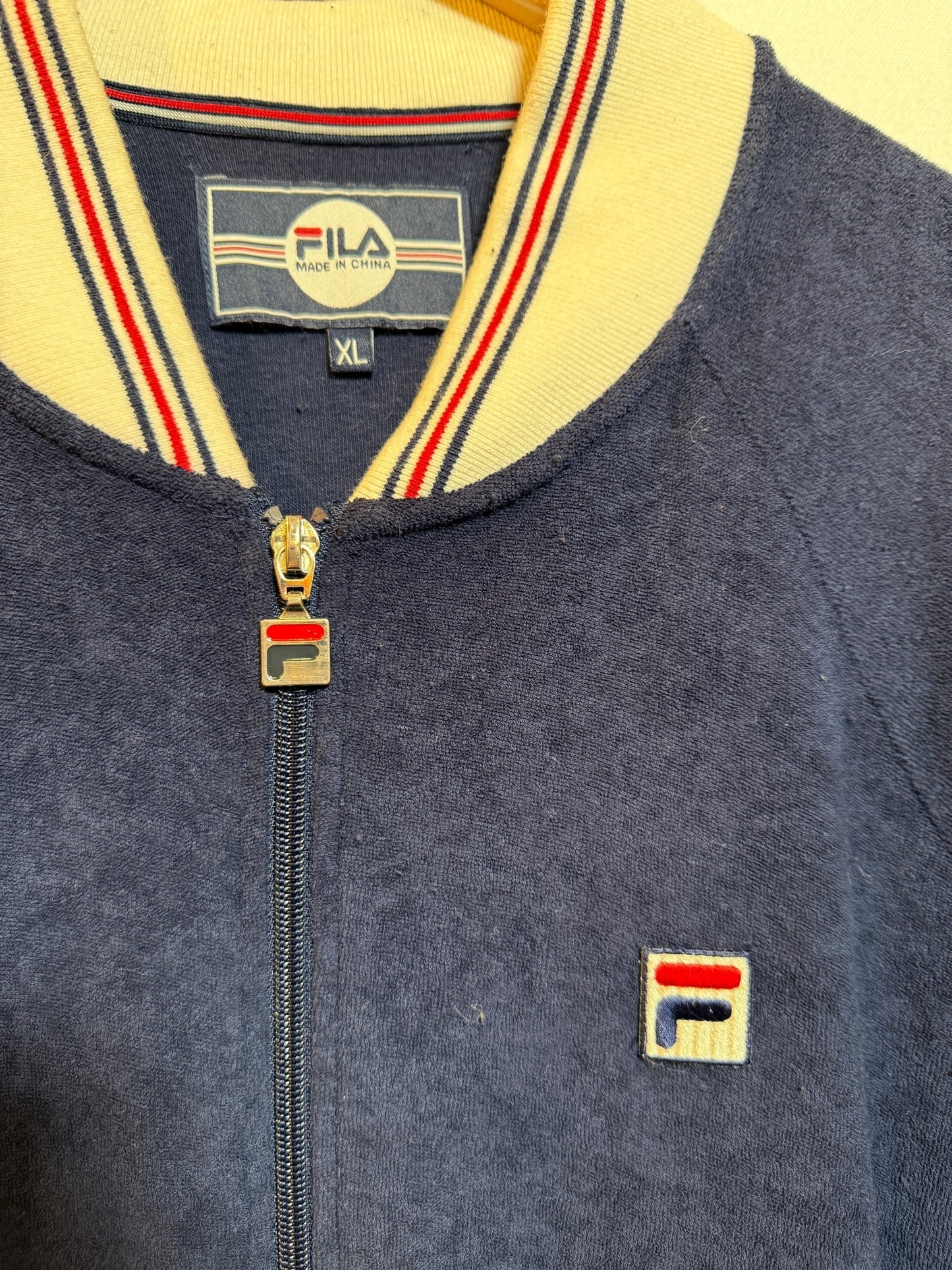 Fila Velour Short Sleeved Zipped Top (Size XL)