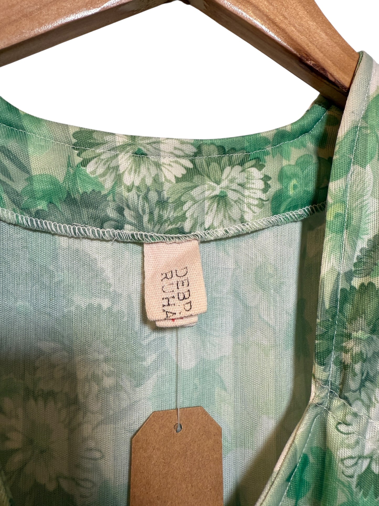 Debreceni Ruhagyár Women's Green Floral Dress (Size L)