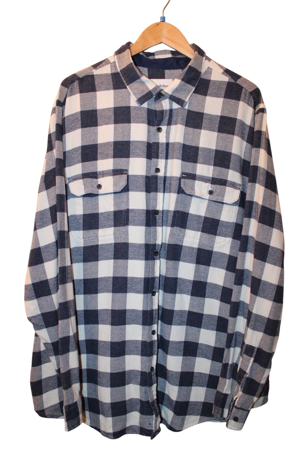 Goodfellow & Co Mens Blue Plaid Flannel Shirt (Size XXL)