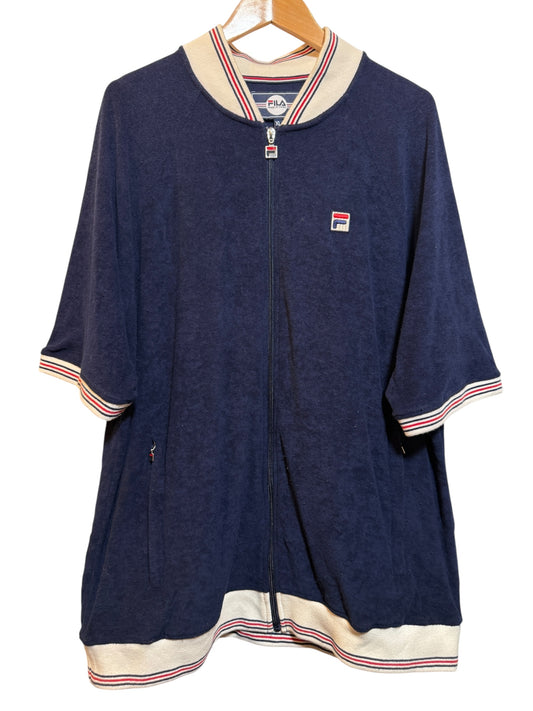 Fila Velour Short Sleeved Zipped Top (Size XL)