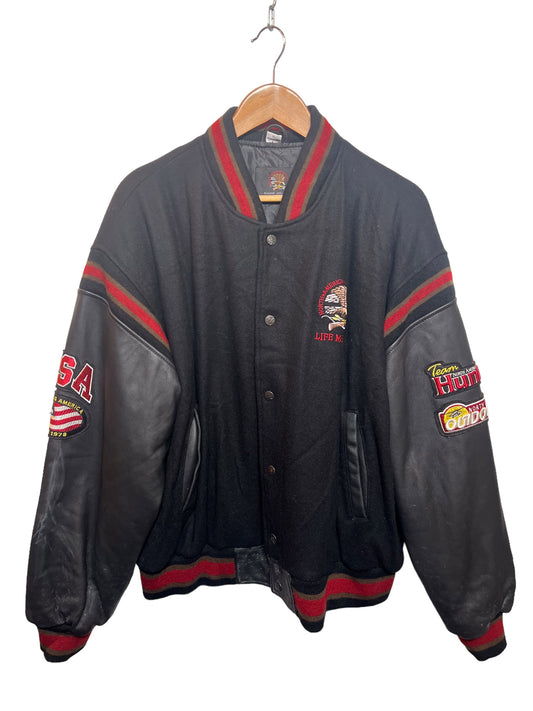 American Hunting Club Mens Black Varsity Jacket (Size XL)