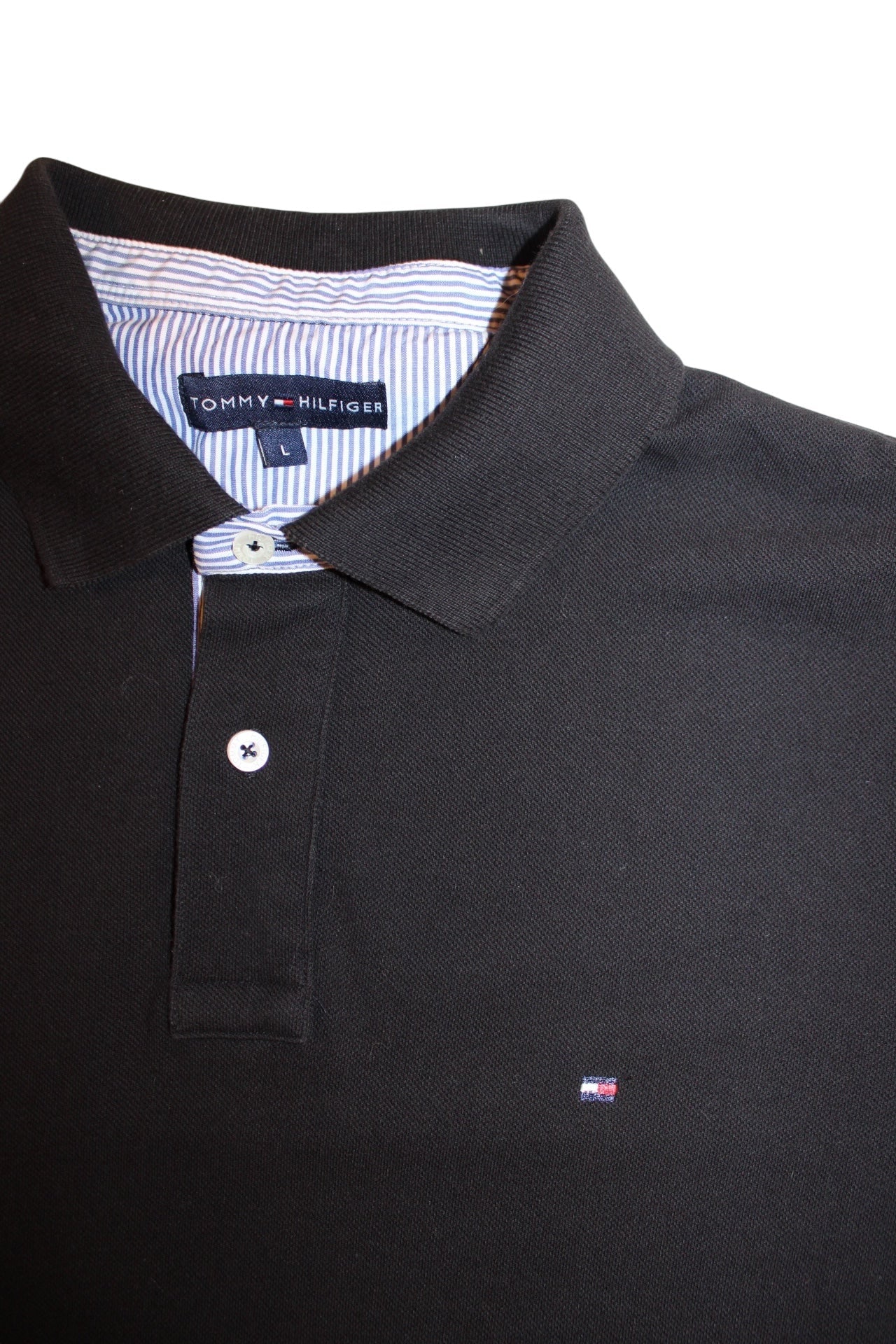 Tommy Hilfiger Mens Black Polo Top (Size L)