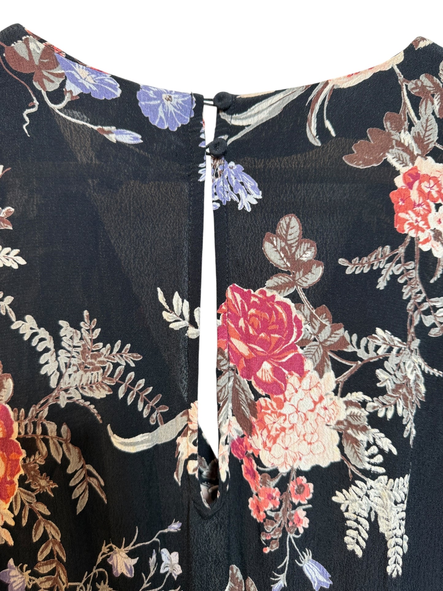 Miss Selfridge Black Floral Dress (Size M)