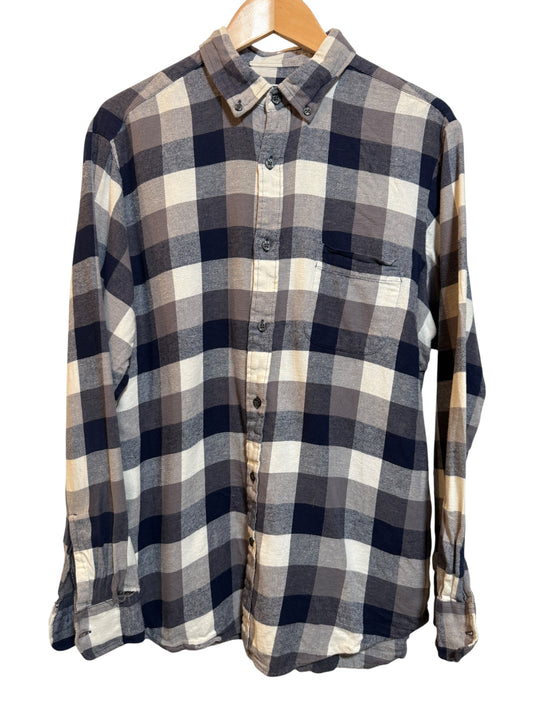 Club Room Mens Blue Plaid Flannels Shirt (Size L)