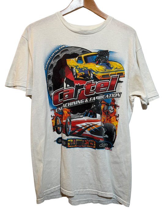 Cartel Machining Mens White T Shirt (Size L)