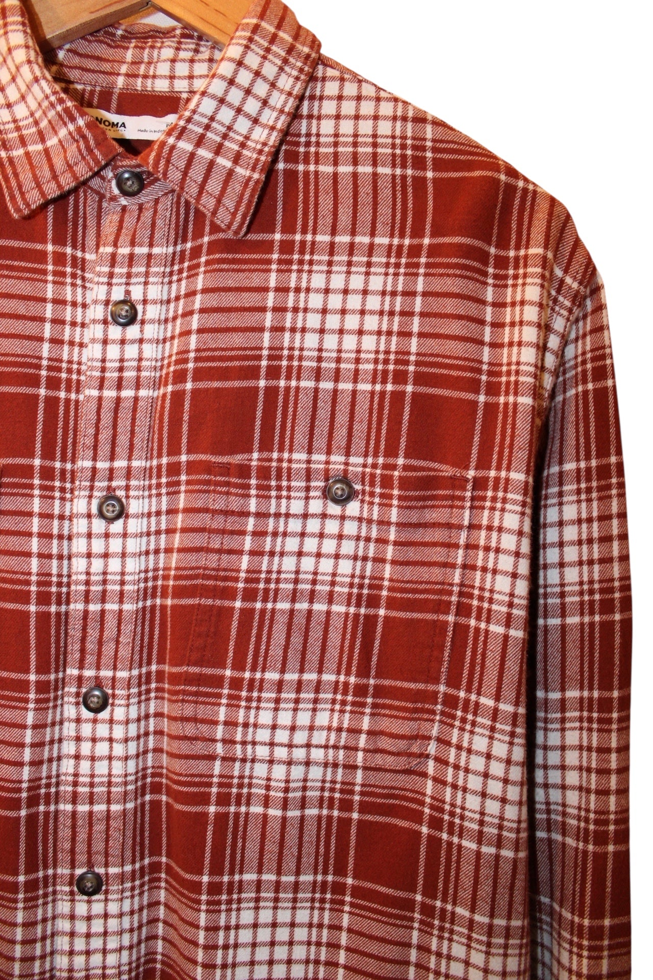 Sonoma Mens Red White Plaid Flannel Shirt (Size M)