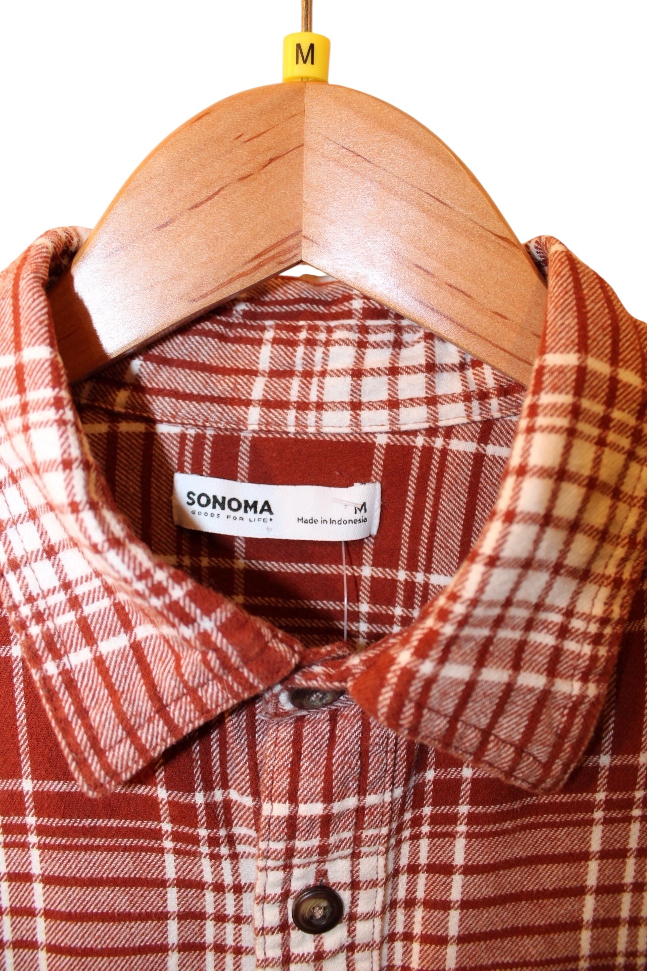 Sonoma Mens Red White Plaid Flannel Shirt (Size M)