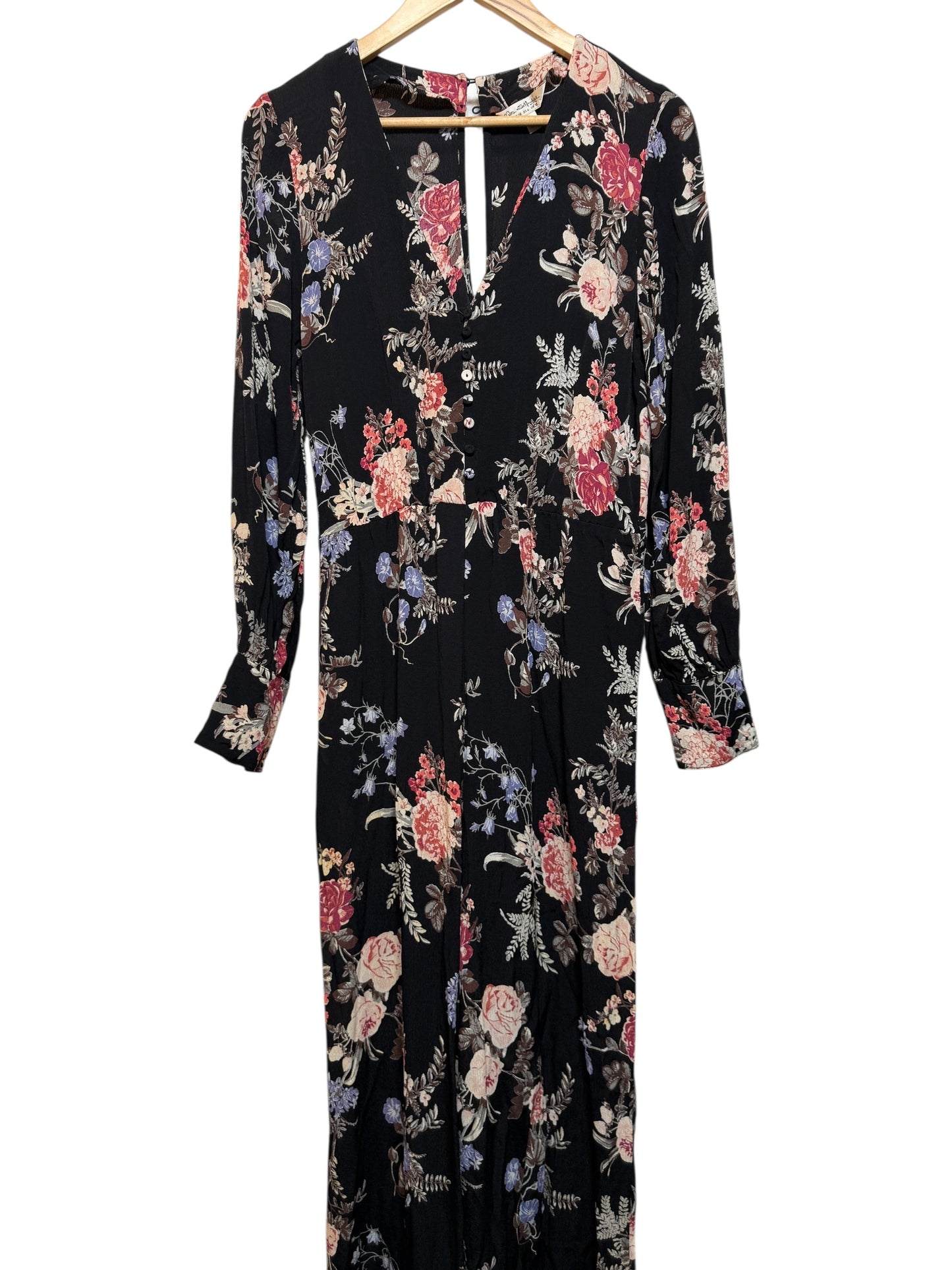 Miss Selfridge Black Floral Dress (Size M)
