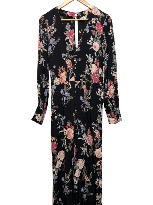 Miss Selfridge Black Floral Dress (Size M)
