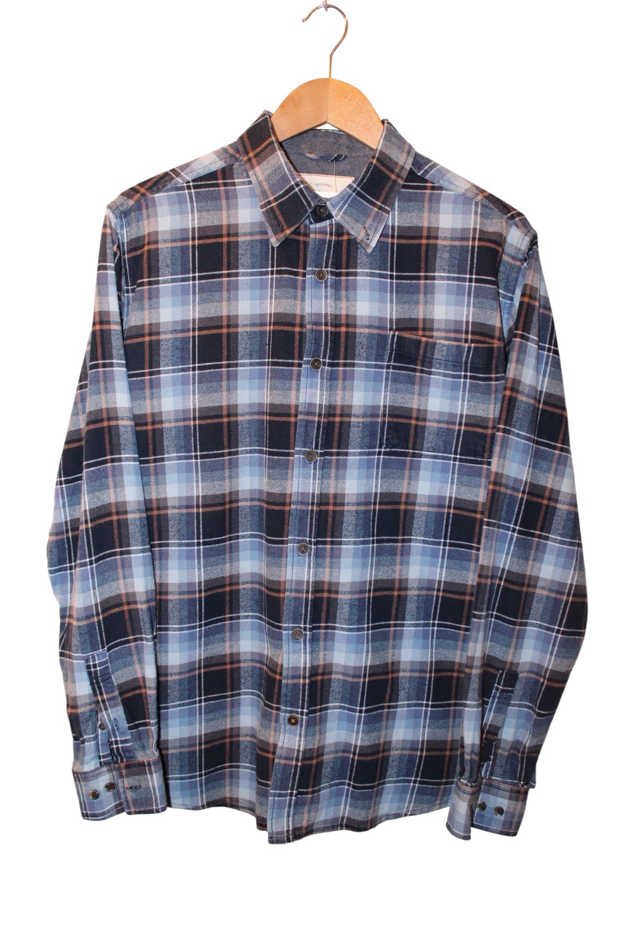 Weatherproof Vintage Mens Blue Plaid Flannel Shirt (Size M)