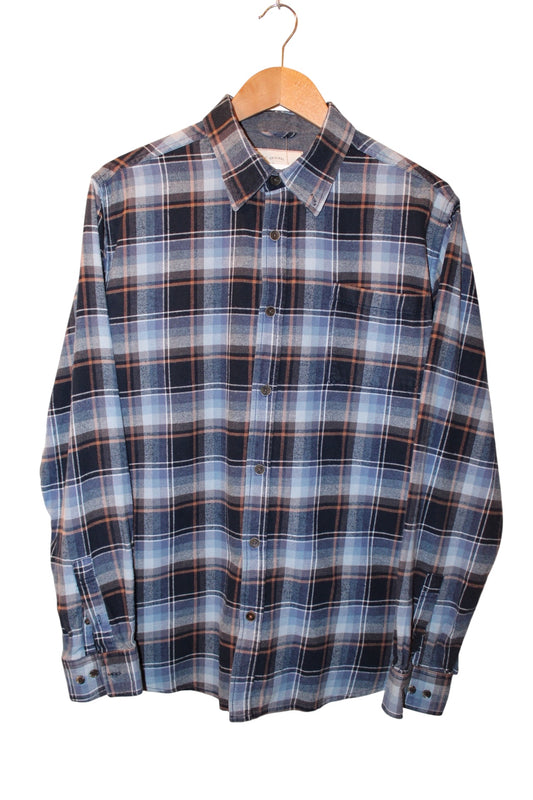Weatherproof Vintage Mens Blue Plaid Flannel Shirt (Size M)